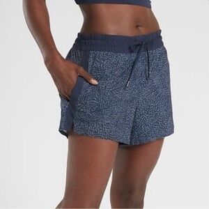 Athleta High Rise Baja Shorts Navy Blue/White Size 8